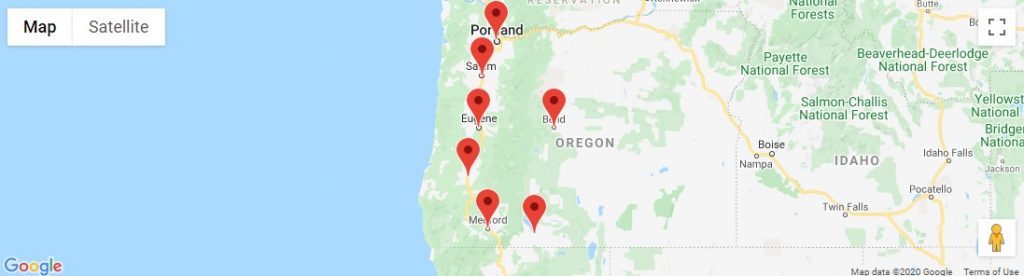 Oregon Door Consultants Regional Service Map - Fire Door Inspection Oregon and SW Washington