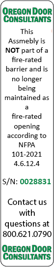 Oregon Door Consultants Fire Door Decommissioning Label